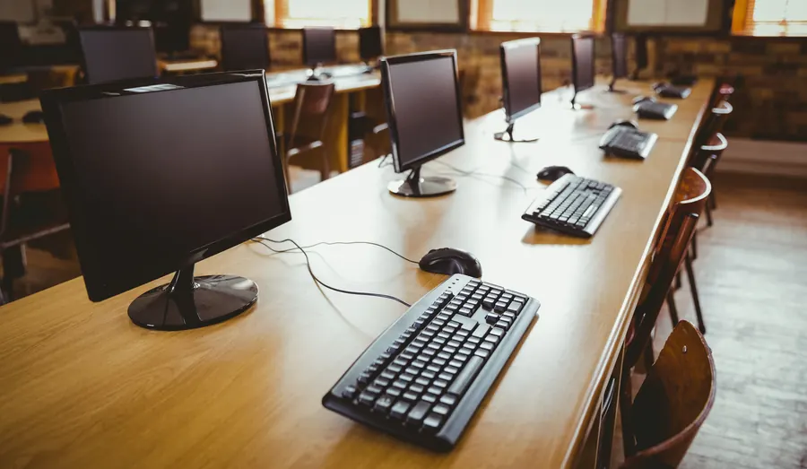 Computer training lab with modern workstations