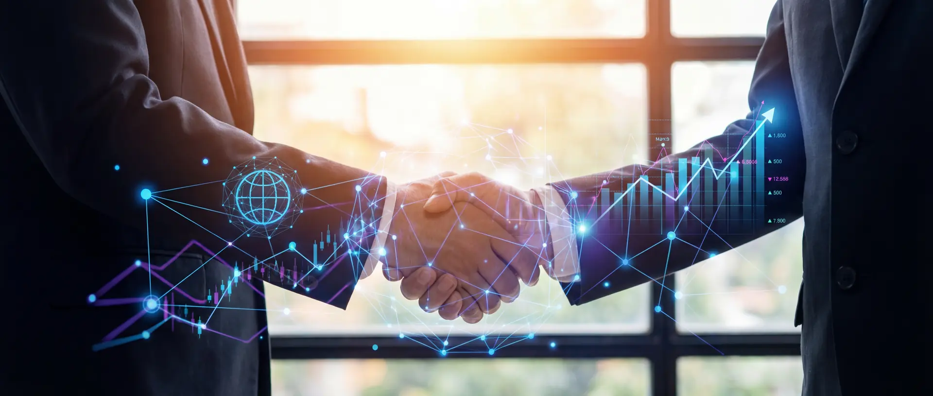 Global business partnership and digital growth concept