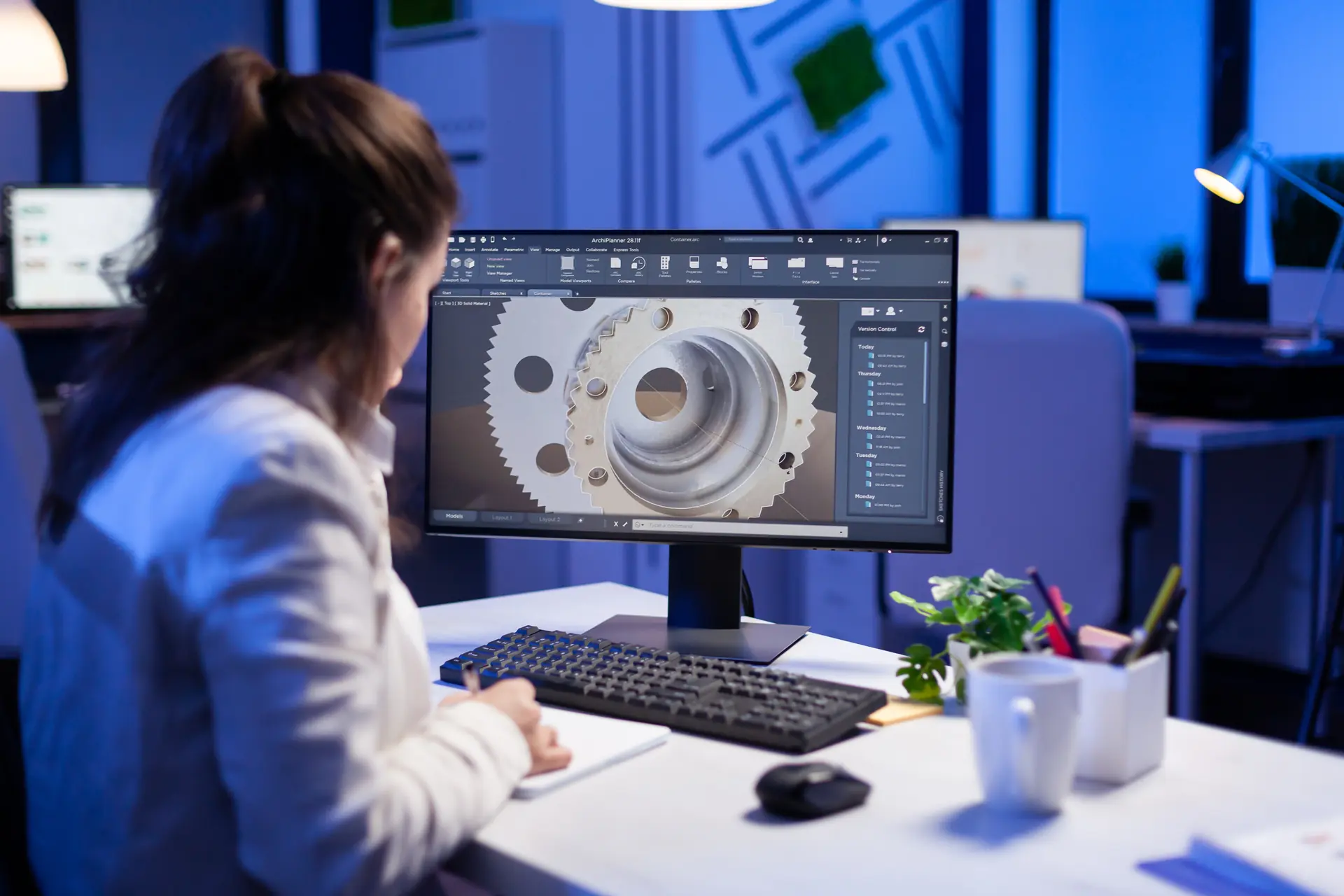 Woman engineer working on a new digital prototype